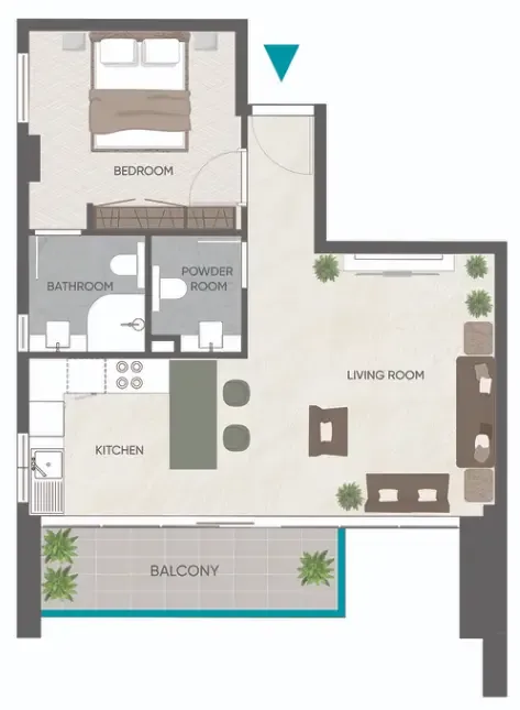 Eden Golf Views 1 1 bed floor plan, 701 sqft