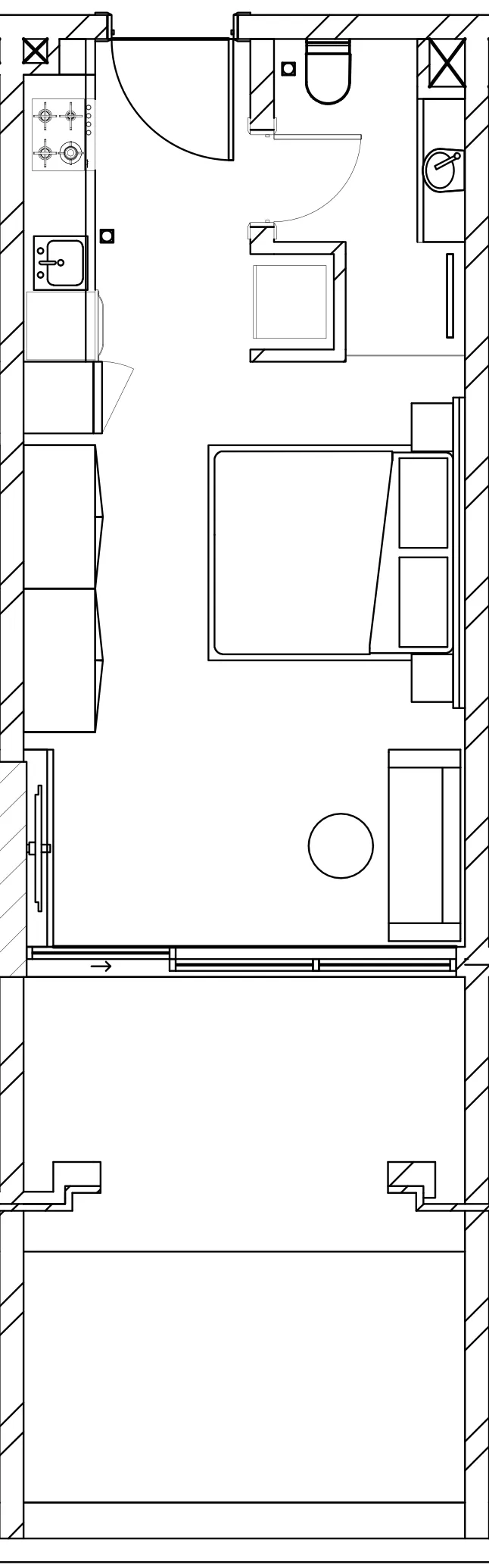 Berkeley Square Studio floor plan, 531 sqft