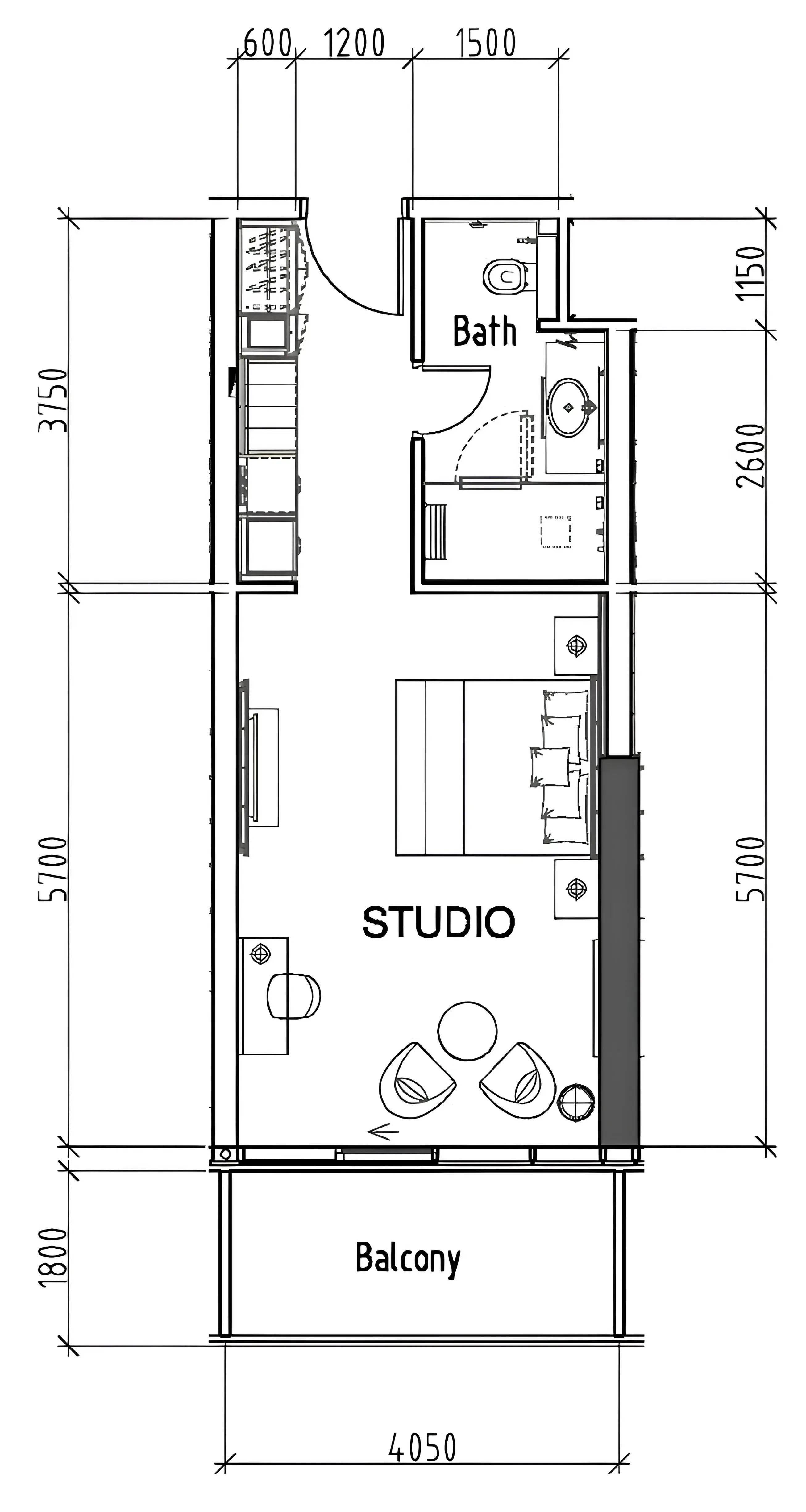 Damac Hills - Artesia Studio floor plan, 500 sqft