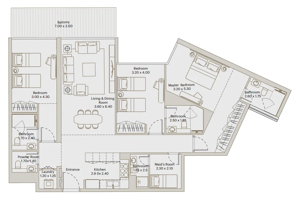Eleve 3 bed floor plan, 1,666 sqft