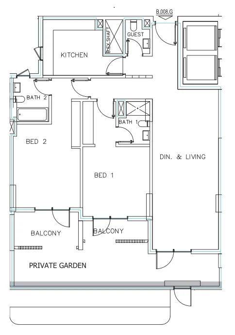 Janayen Avenue 2 bed floor plan, 1,804 sqft