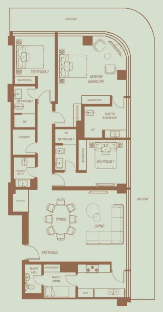 Eden House The Park 3 bed floor plan, 2,370 – 3,997 sqft