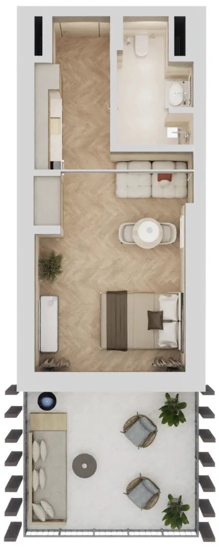 Arisha Terraces Studio floor plan, 565 sqft