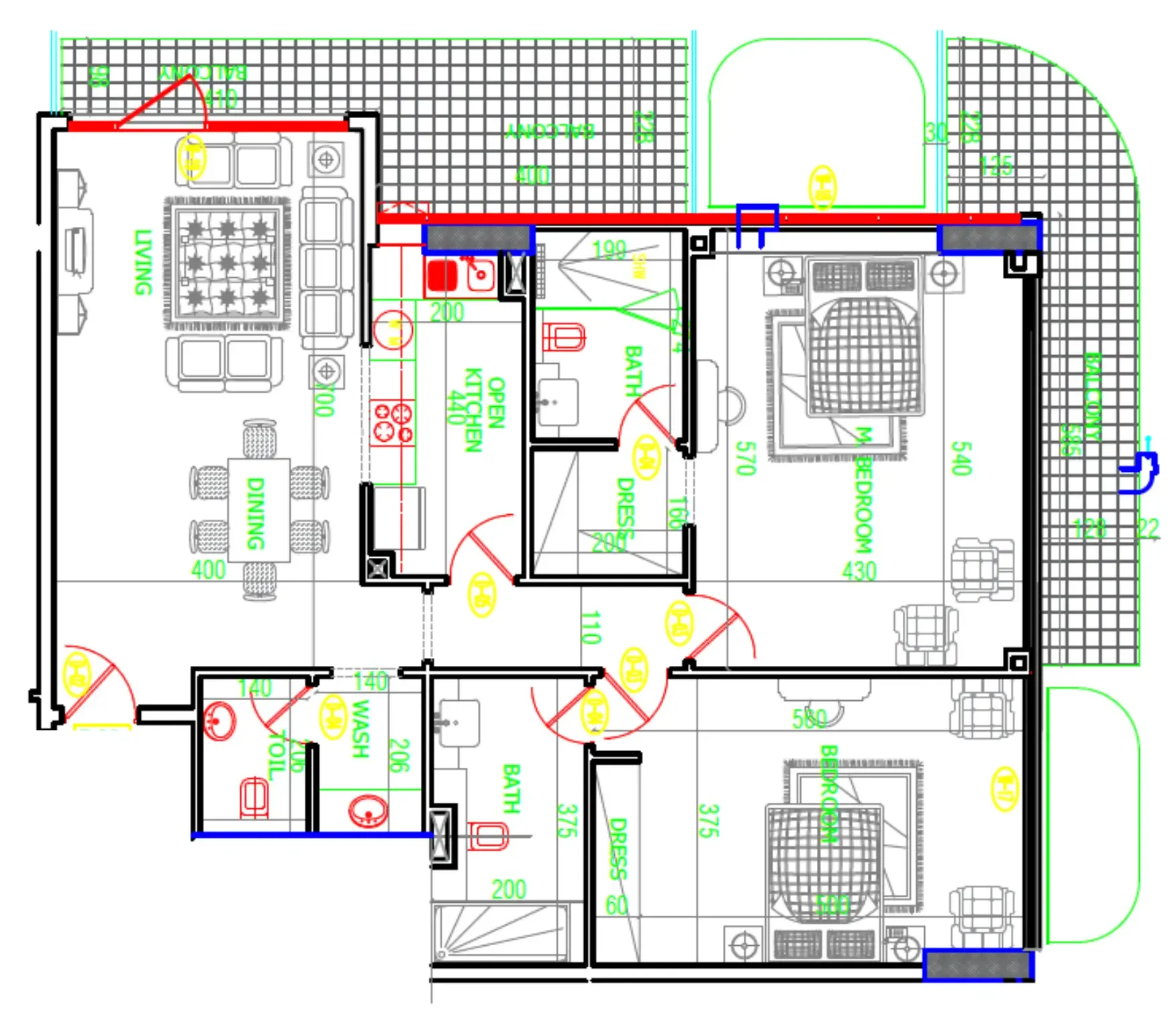 Mackerel Tower 2 bed floor plan, 1,590 sqft