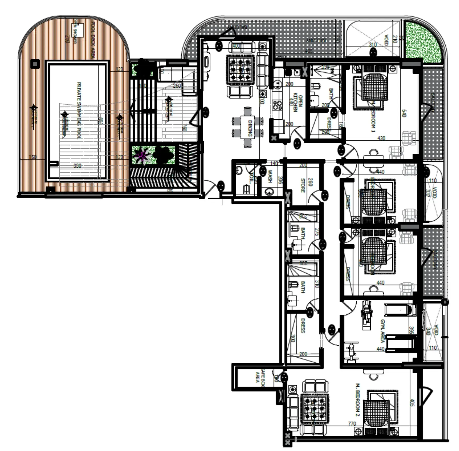 Mackerel Tower 4 bed floor plan, 3,765 sqft