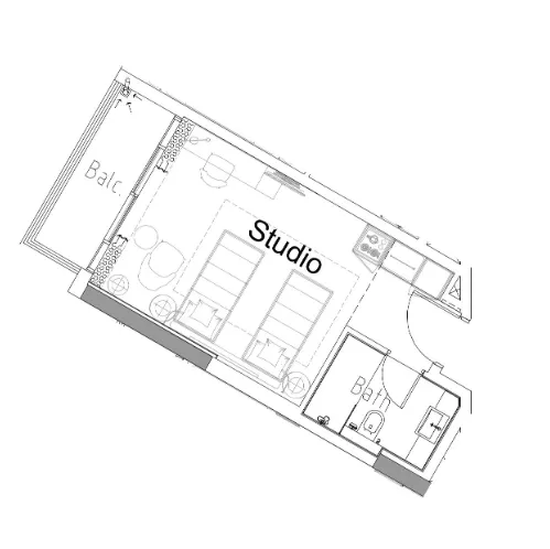 Damac Hills 2 - Hotel Edge by Rotana Studio floor plan, 349 sqft