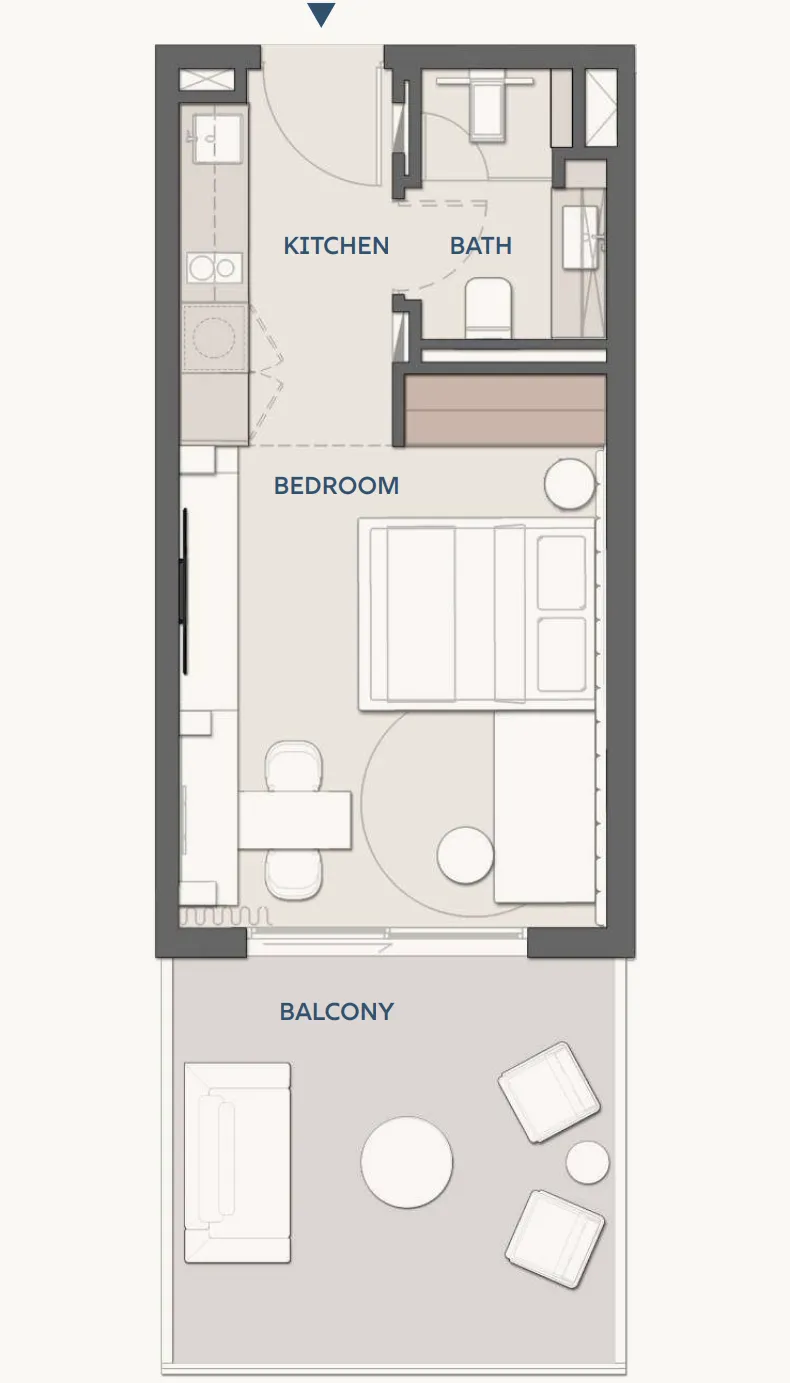 Wyndham Residences Al Marjan Island Studio floor plan, 421 sqft