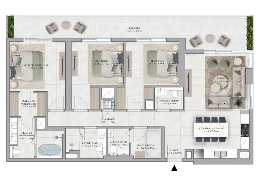 Club Place 3 bed floor plan, 1,931 sqft