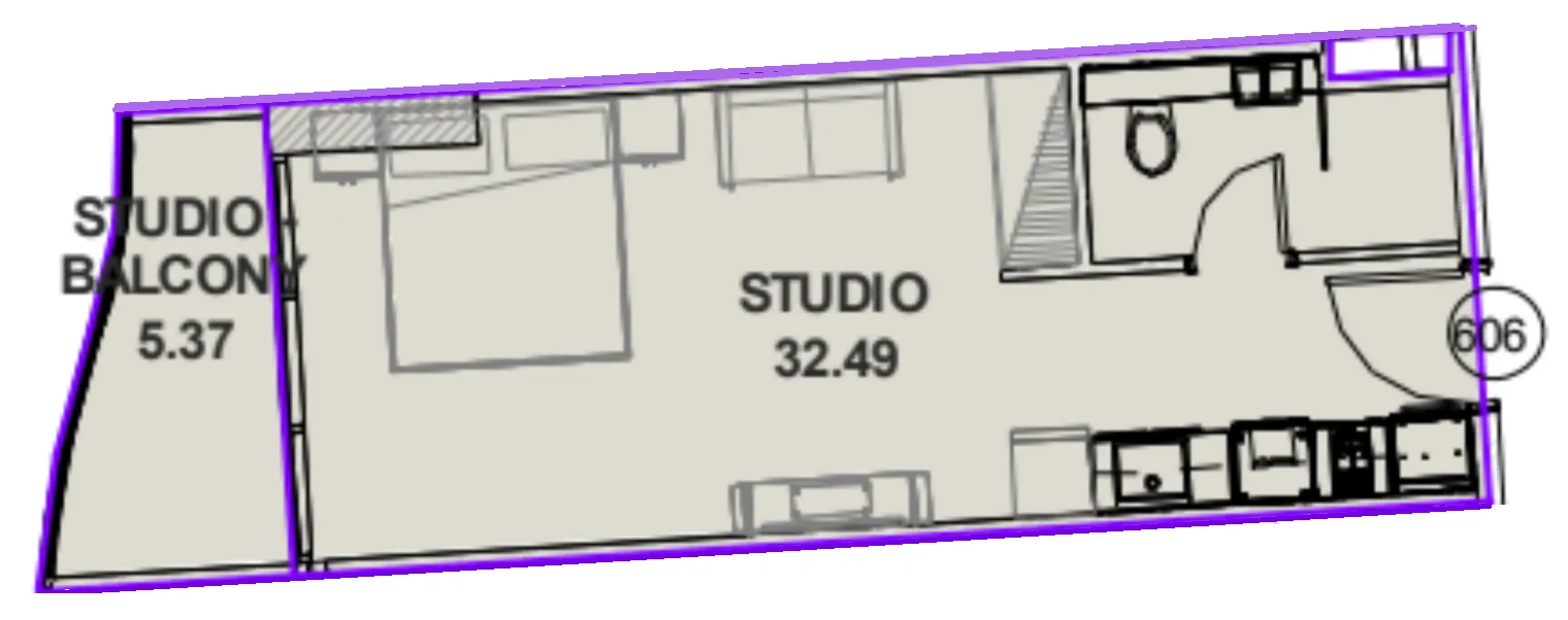 Lucky Oasis Residence Studio floor plan, 408 sqft