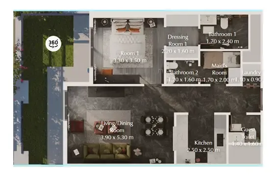 Bab Al Qasr Garden Residences 65 1 bed floor plan, 902 sqft
