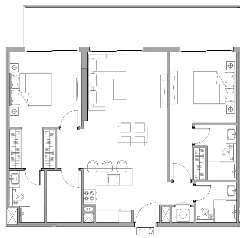 Trevino 2 bed floor plan, 1,217 sqft