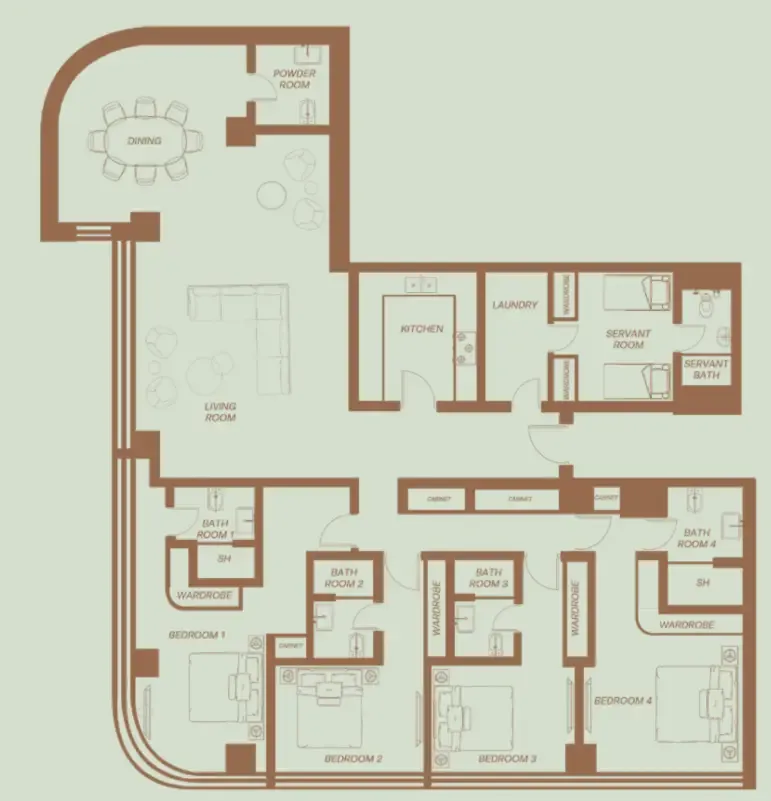 Eden House The Park 4 bed floor plan, 3,492 sqft