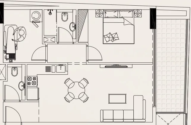 Casa Vista Residence 1 bed floor plan, 800 sqft