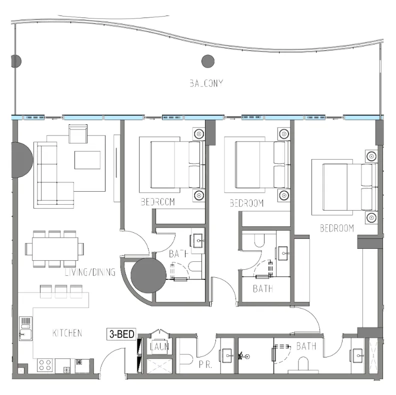 Damac Casa 3 bed floor plan, 2,011 sqft