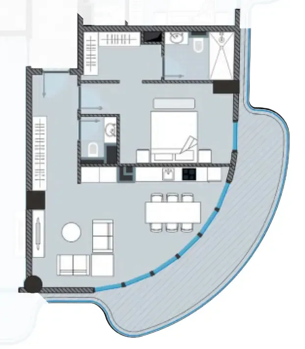 NEXT Coral 1 bed floor plan, 926 sqft