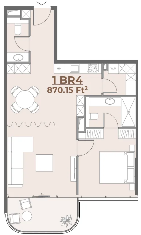House of WELL 1 bed floor plan, 872 sqft