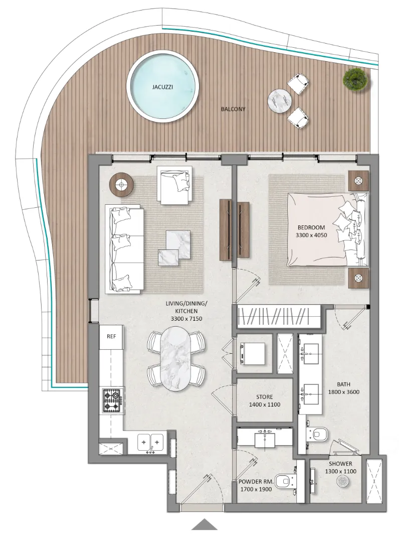 Mayfair Nexus 1 bed floor plan, 927 sqft