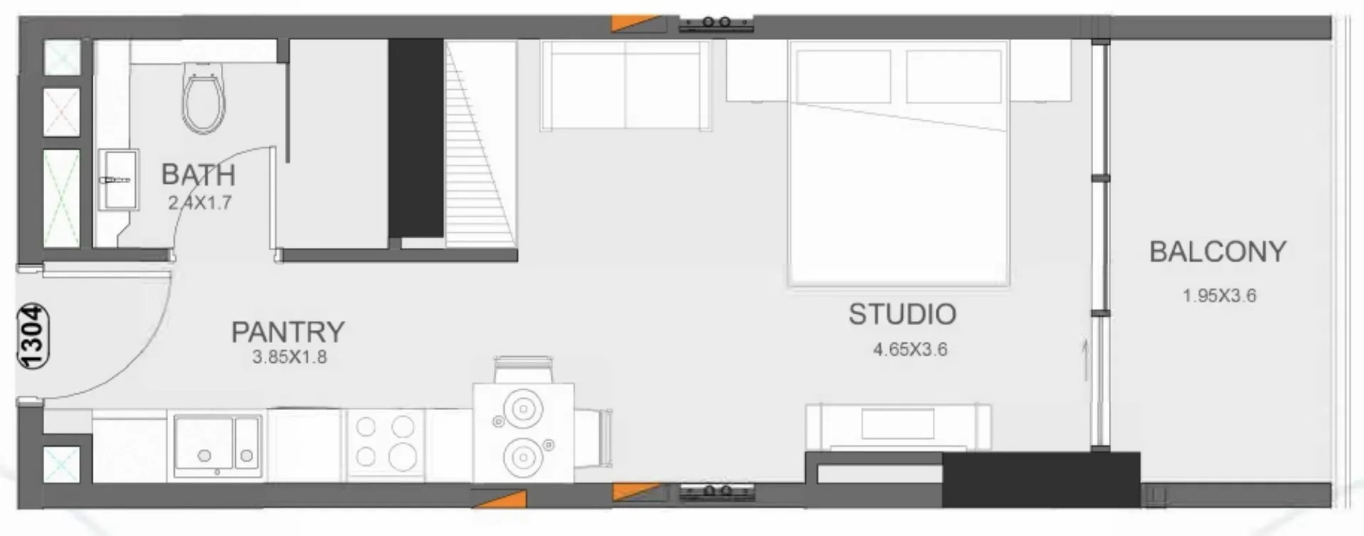 Floarea Oasis Studio floor plan, 425 sqft