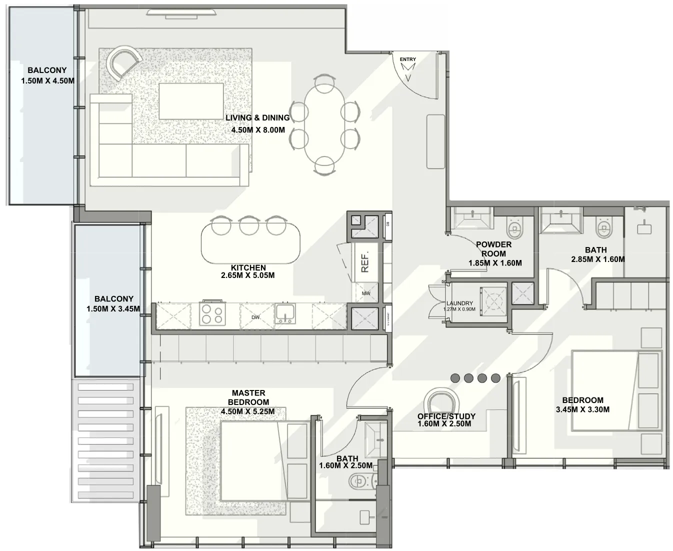 Allegro Residences 2 bed floor plan, 1,318 sqft