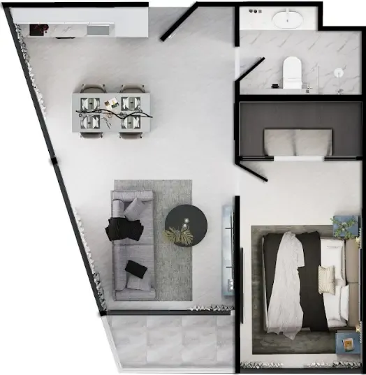 Sun Hills Layan 1 bed floor plan, 517 sqft