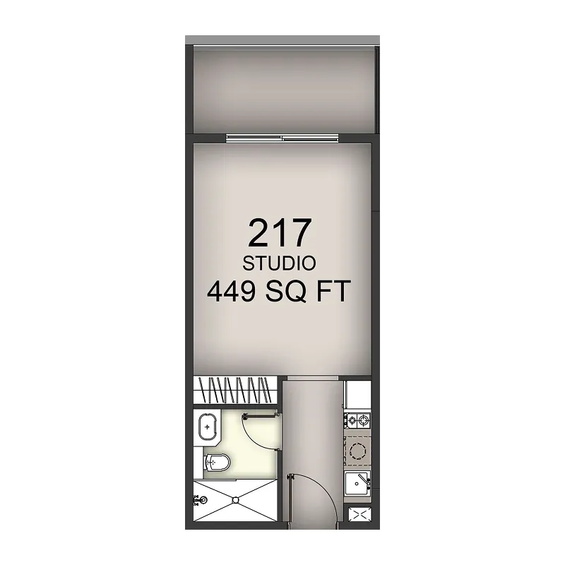 Aizel Tower Studio floor plan, 449 sqft