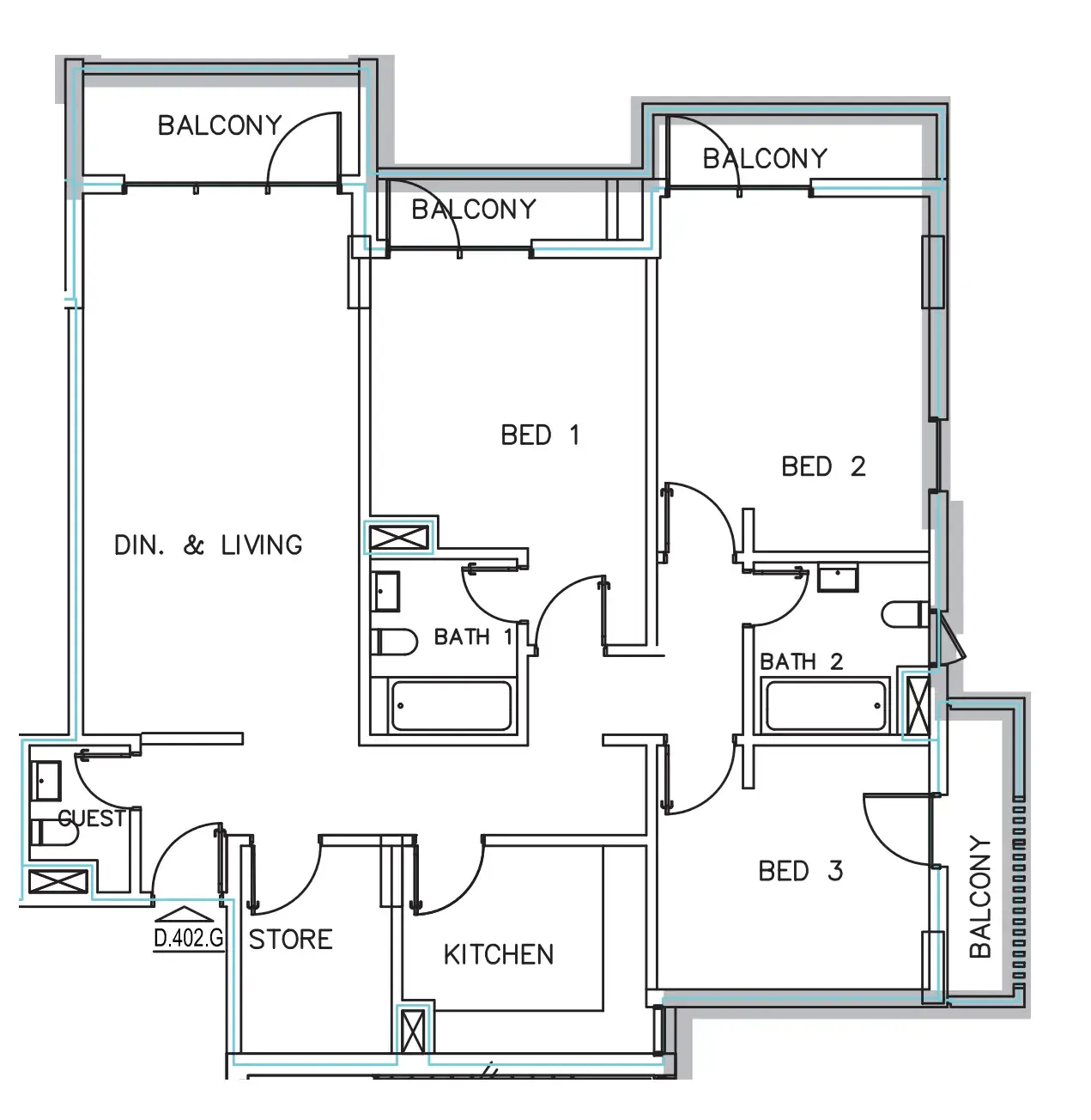 Janayen Avenue 3 bed floor plan, 1,670 sqft