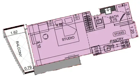 Maybach Ultimate Luxury Studio floor plan, 341 sqft