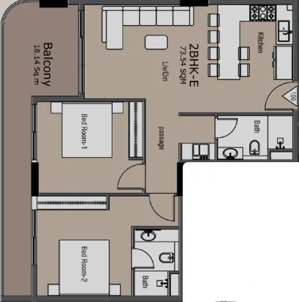 Golden Woods Albab Views 2 bed floor plan, 987 sqft