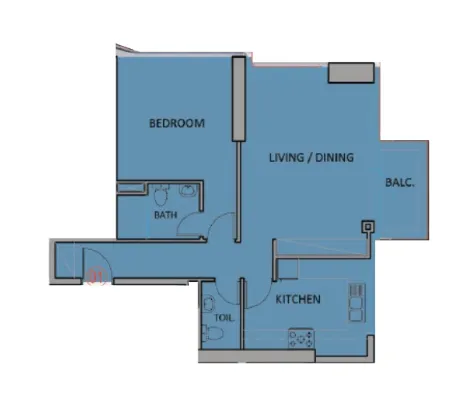 Renad Tower 1 bed floor plan, 728 sqft
