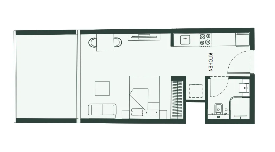 Binghatti Hills Studio floor plan, 469 sqft