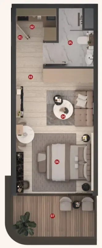 Izel by Zoya Studio floor plan, 377 – 391 sqft