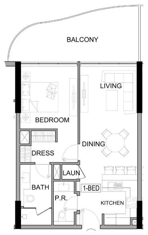 Damac Lagoons Views Phase 3 1 bed floor plan, 789 sqft