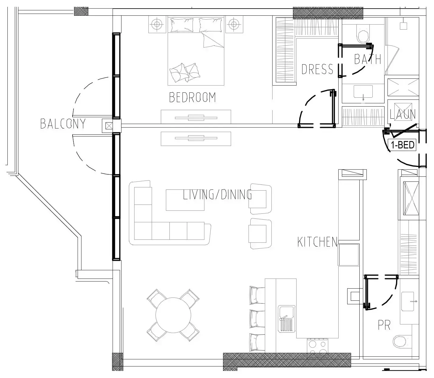 Damac Riverside Views 1 bed floor plan, 1,024 sqft