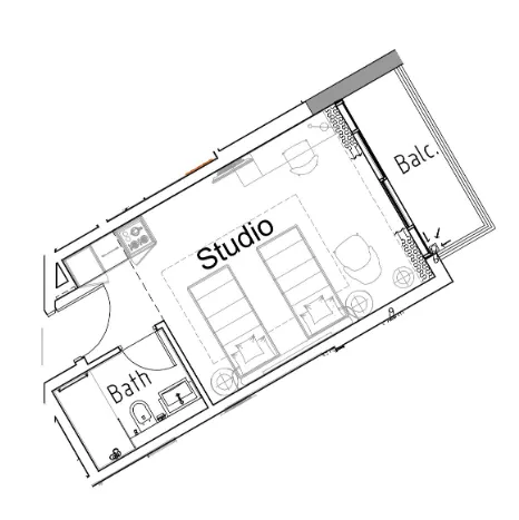 Damac Hills 2 - Hotel Edge by Rotana Studio floor plan, 355 sqft