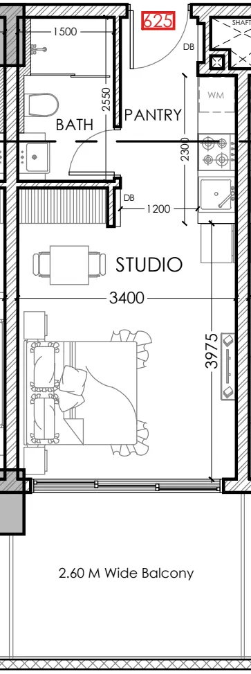 Al Haseen Residences 5 Studio floor plan, 383 sqft