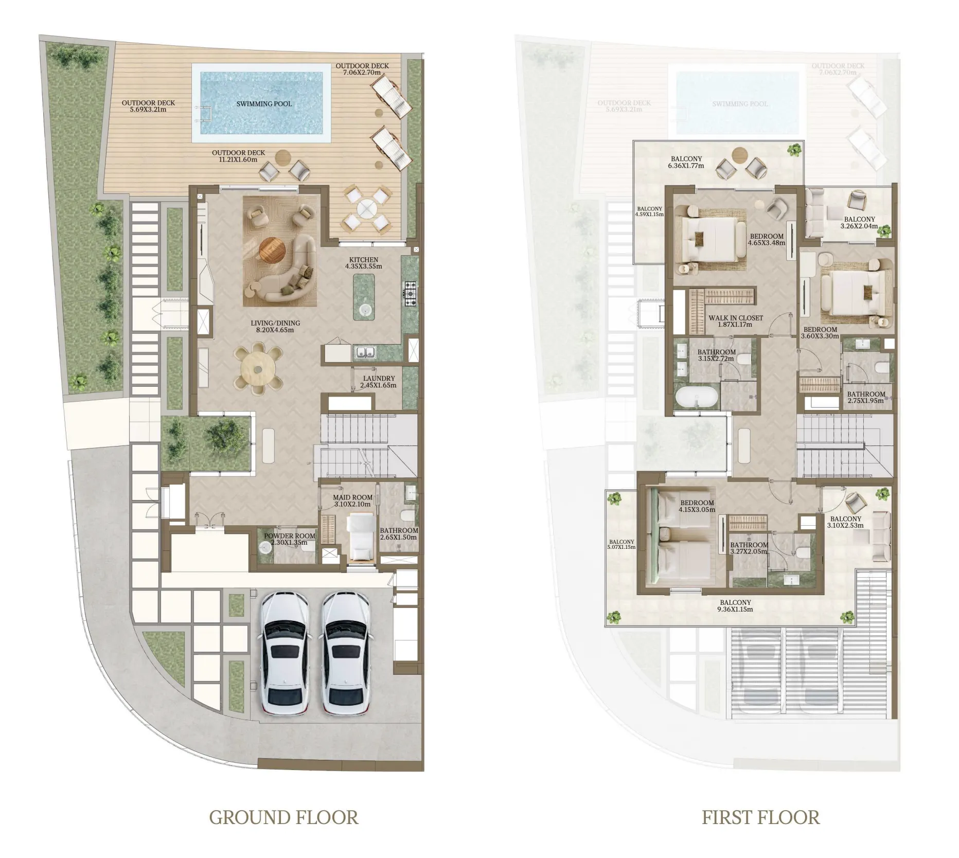 Nasim Al Bahr Residences 3 bed floor plan, 3,071 sqft