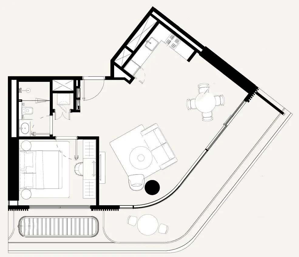Azizi Abraham 1 bed floor plan, 898 sqft