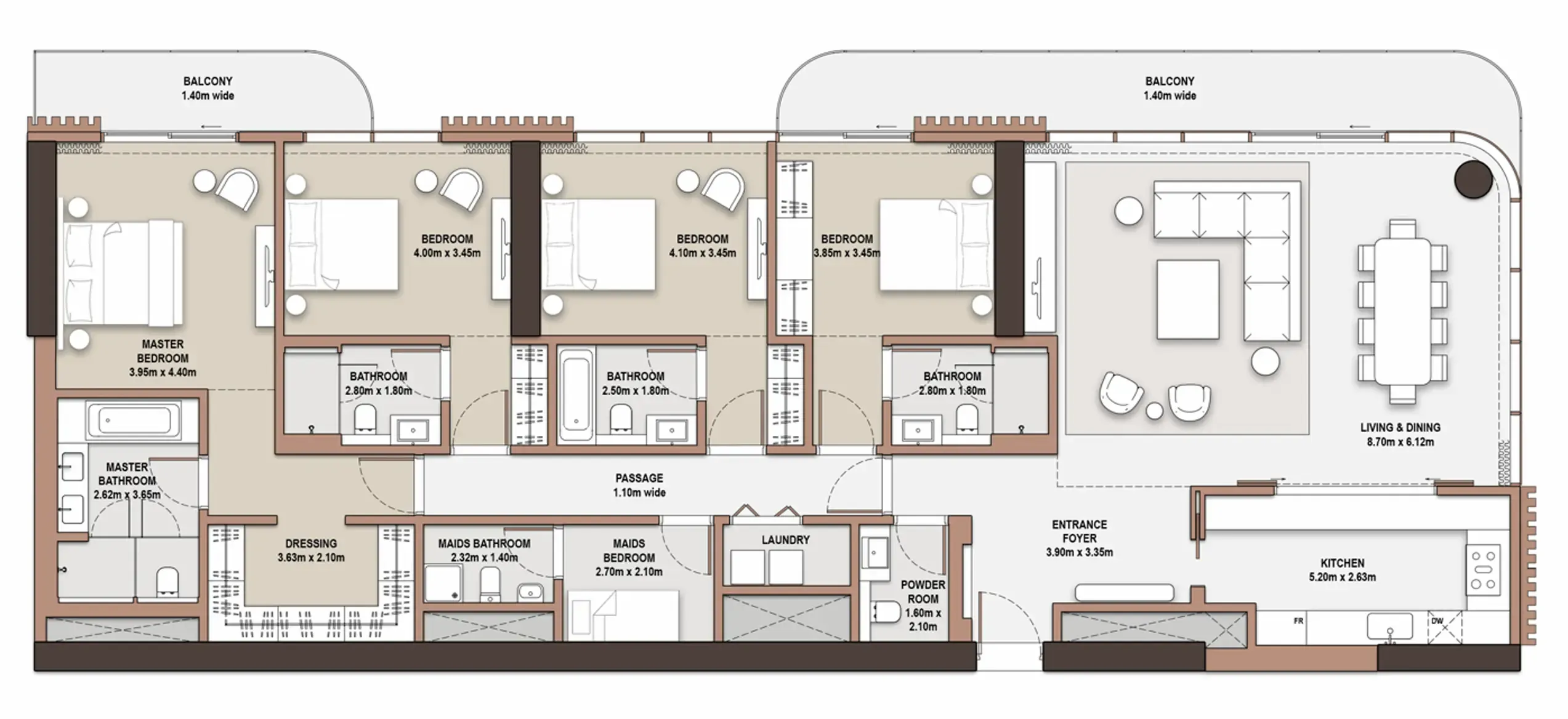 The Edit at d3 4 bed floor plan, 2,813 sqft
