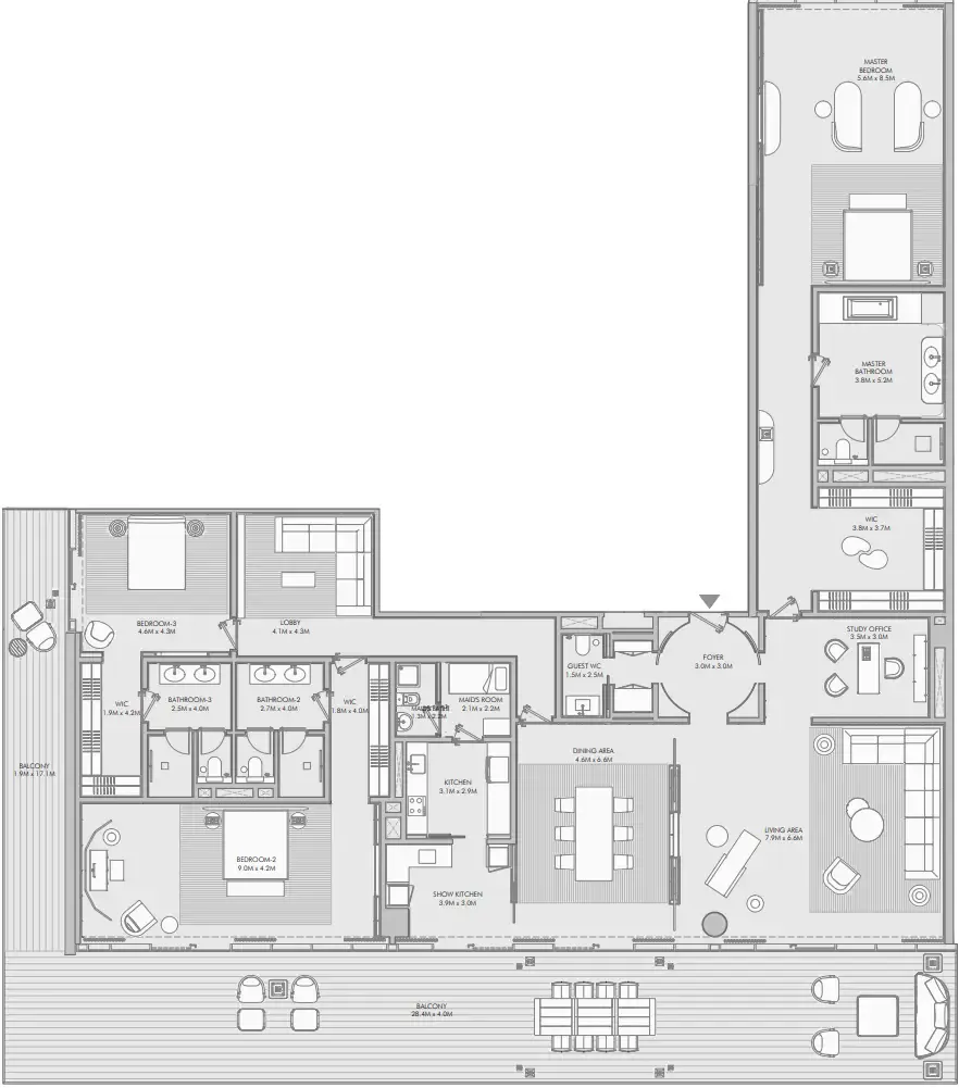 Armani Beach Residence 3 bed floor plan, 5,724 sqft