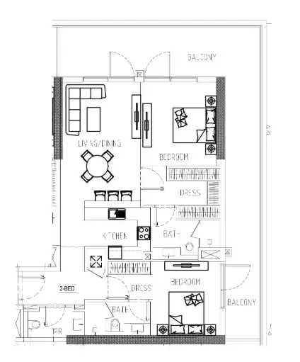 Damac Riverside Views 2 bed floor plan, 1,503 sqft