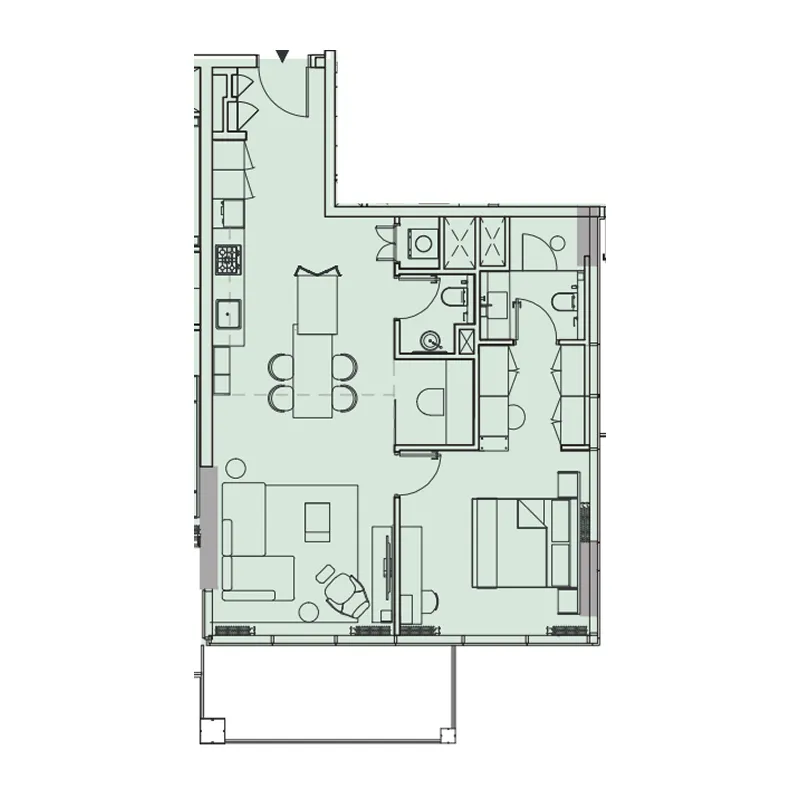 Wynwood Horizon 2 bed floor plan, 1,459 sqft