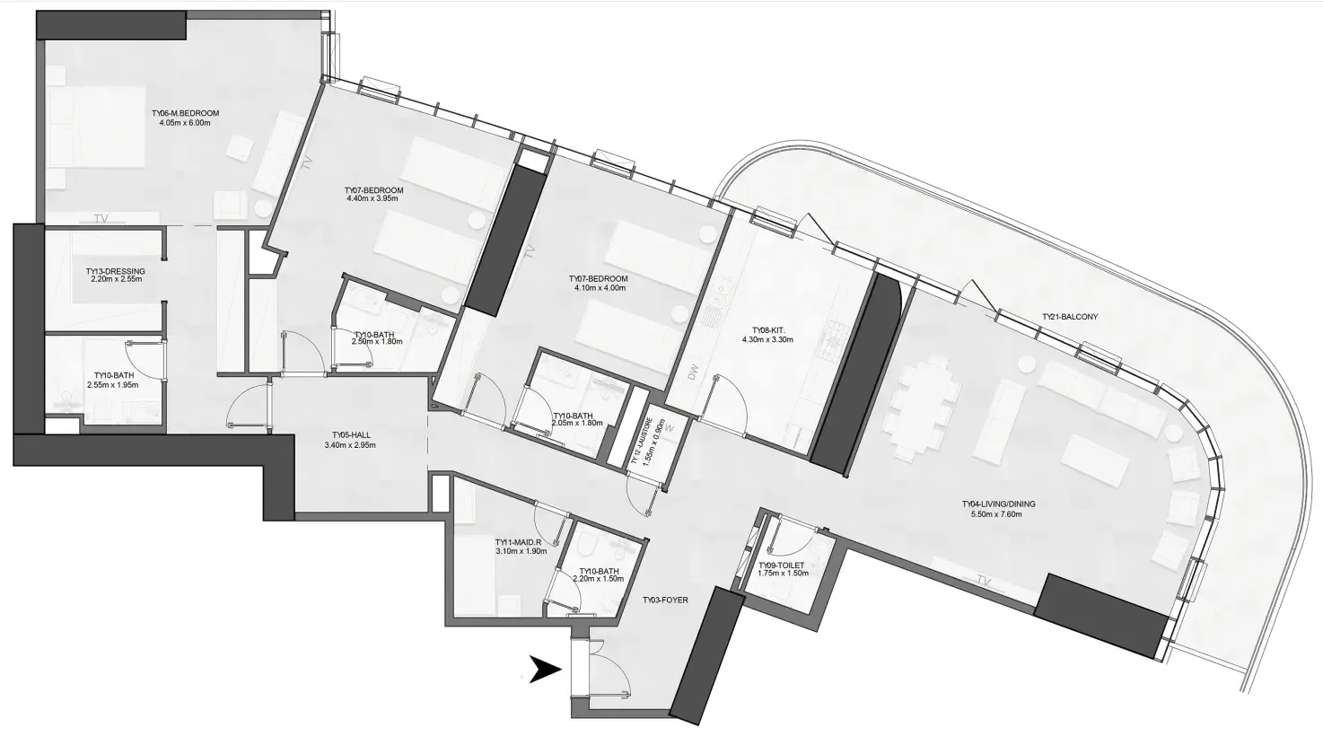 Joud Tower 3 bed floor plan, 2,782 sqft