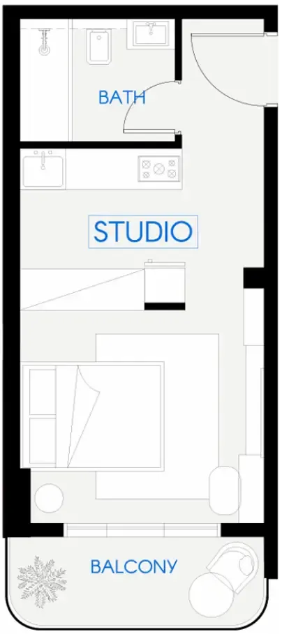 Celestara Residences Studio floor plan, 378 sqft