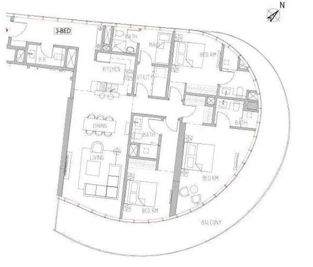 Canal Heights 3 bed floor plan, 2,207 sqft