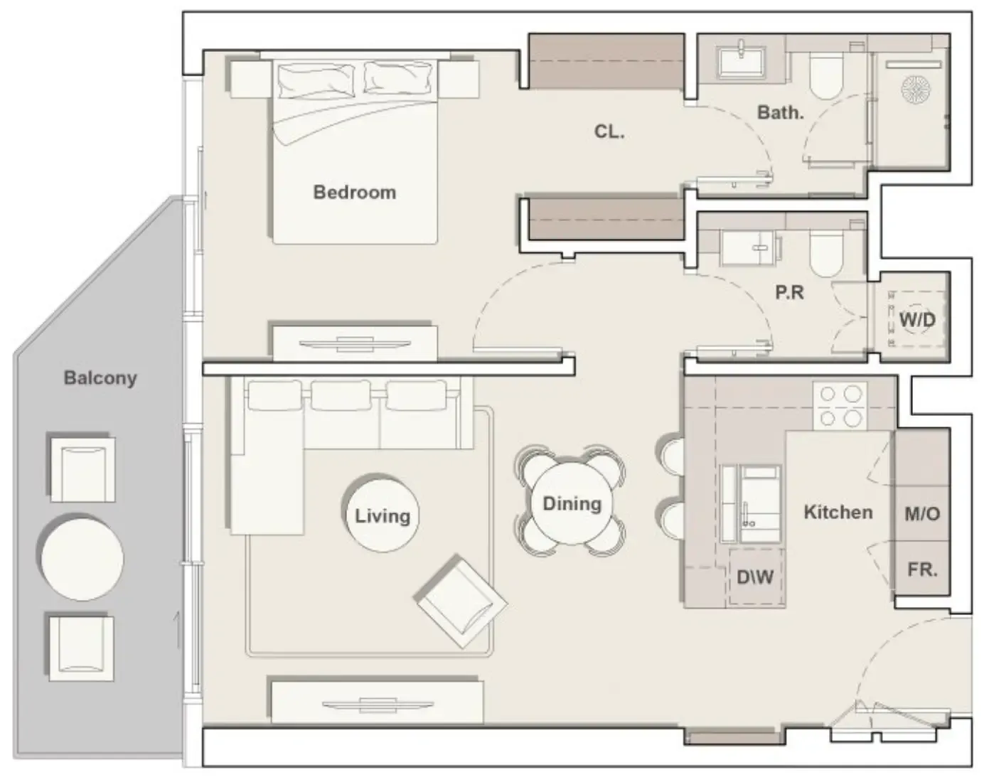 Eltiera Views 1 bed floor plan, 834 sqft