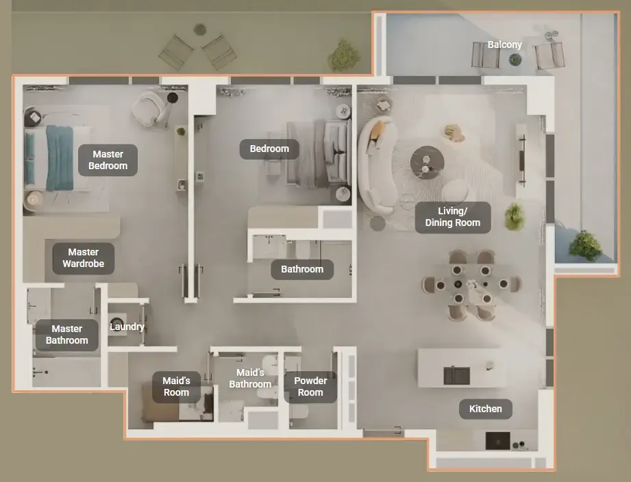 Tara Park 2 bed floor plan, 1,574 sqft