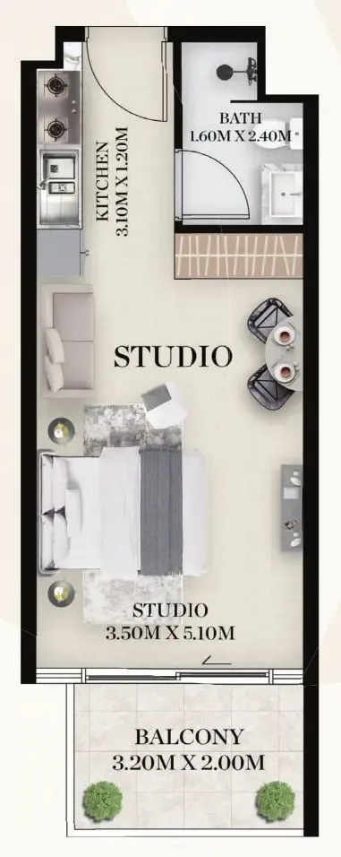 Chapter 01 by Newbury Studio floor plan, 403 sqft