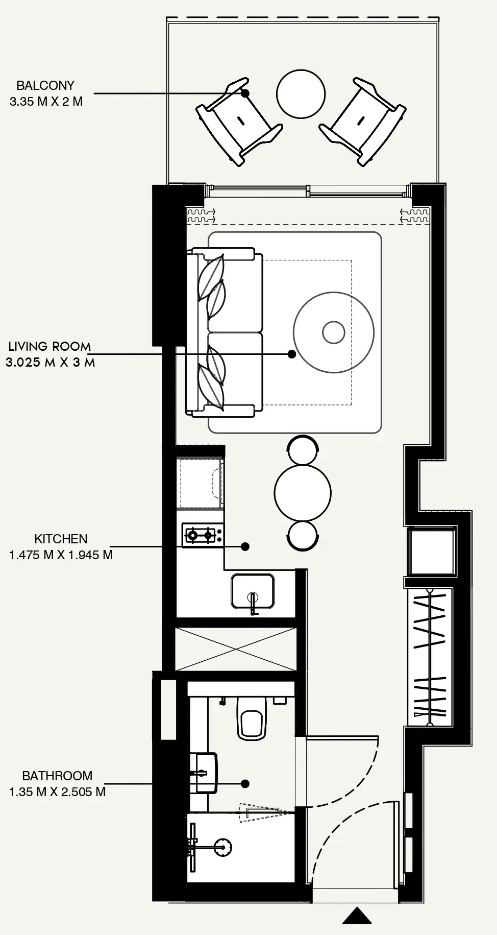 Azizi Venice Studio floor plan, 360 sqft