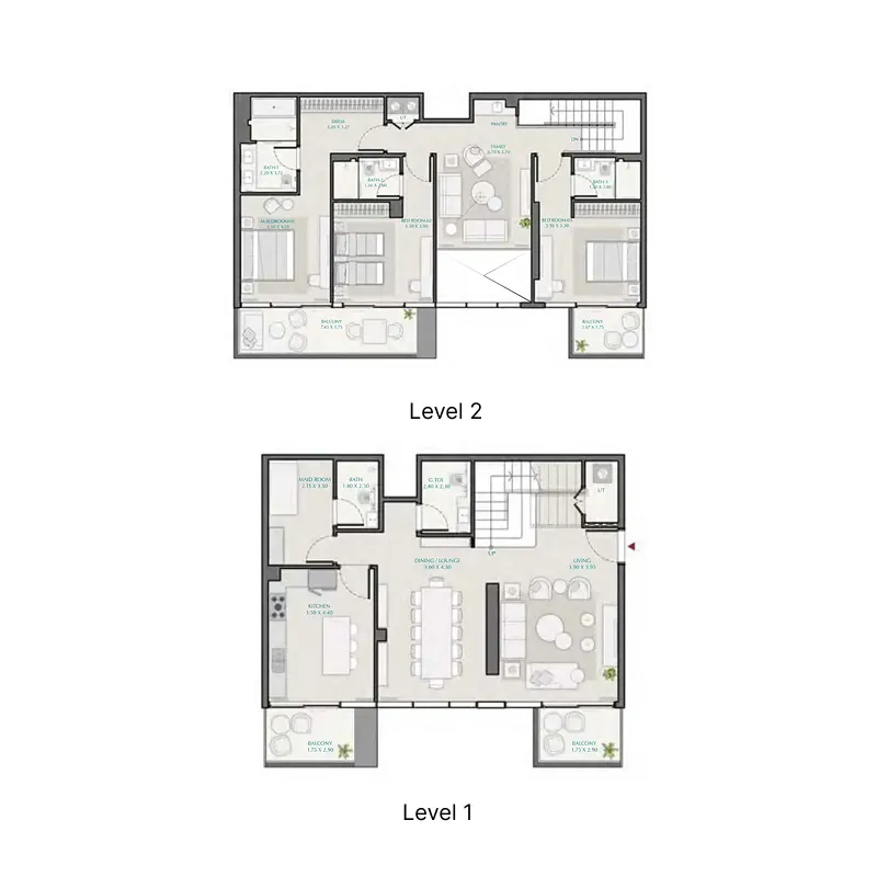 Avenue Park Towers 1 at Wasl 1 3 bed floor plan, 2,646 sqft