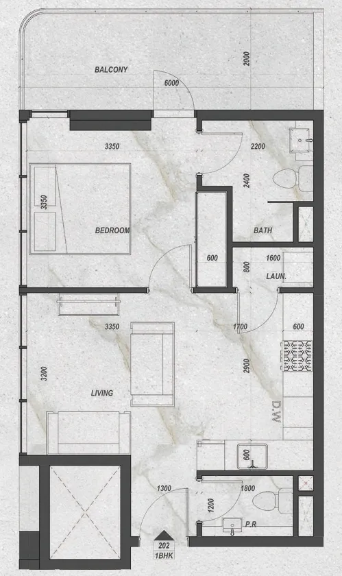 Zyra Hills 1 bed floor plan, 802 sqft